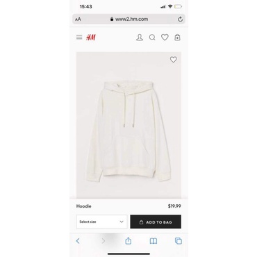 Áo nỉ Hm nữ hodie 2 màu đỏ kem xuất dư xịn
