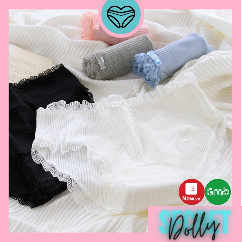 Quần lót cotton sợi tre kháng khuẩn cao cấp viền ren sexy đáng yêu DOLLY SECRET QL016