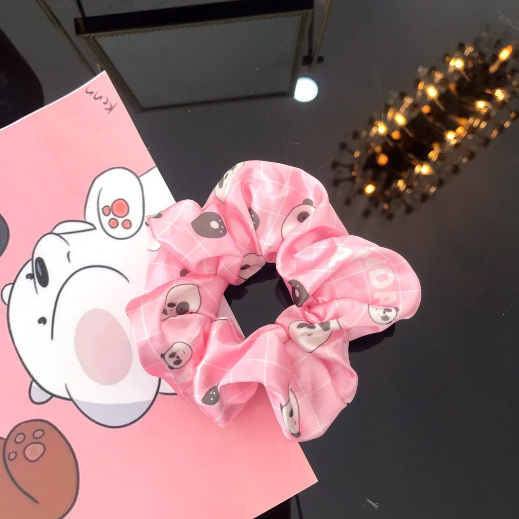 Dây Buộc Tóc SCRUNCHIES (Gấu Kẻ Vuông) WE BARE BEARS New