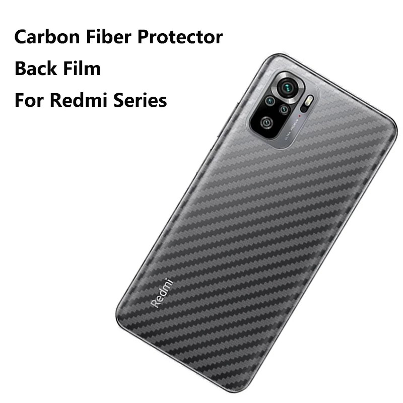 Bộ 5 Miếng Dán Mặt Sau Điện Thoại Bảo Vệ Chất Liệu Sợi Carbon Cho Redmi K40 K30 K20 Note 10 9 8 7 Pro 9t 9s