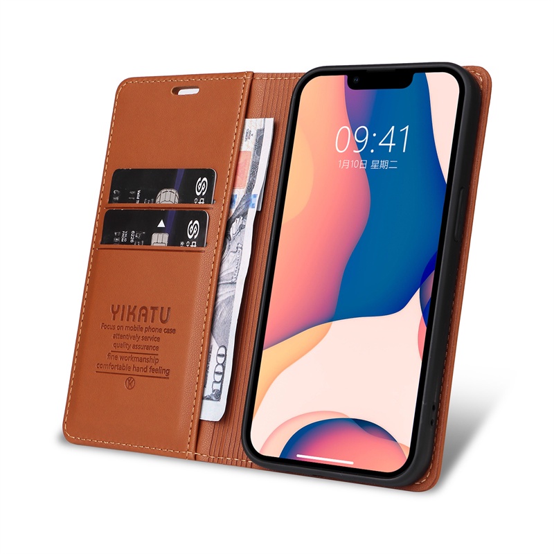 Ốp Điện Thoại Da PU Nắp Gập Từ Tính Kiểu Ví Có Ngăn Thẻ Sang Trọng Cho iPhone 12 Mini 11 Pro Max