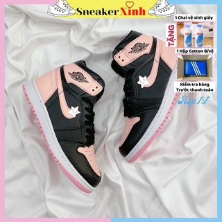 Giày JD hồng đen cao cổ, giày jodan hồng đi học, đi chơi SneakerXinh Store JD344