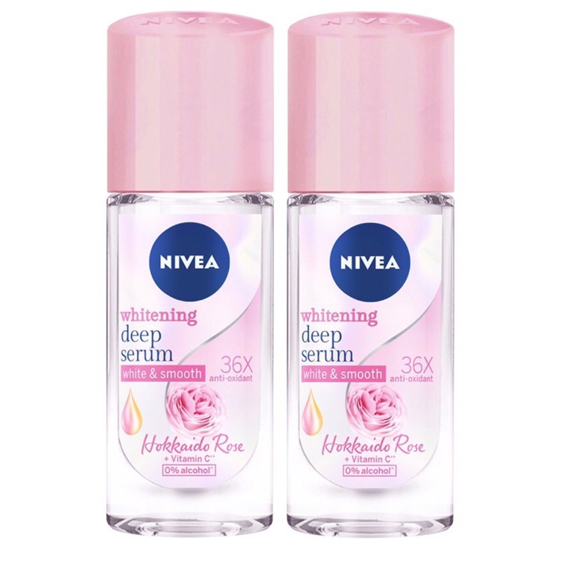 Conbo 2 Lăn ngăn mùi Nivea trắng mịn hương hoa hồng Hokkaido 40ml/chai