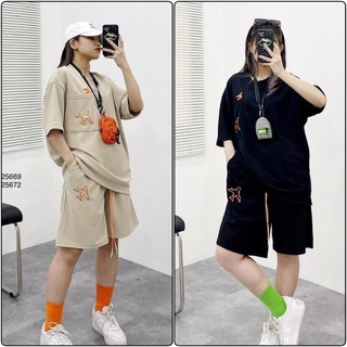 Sét bộ đùi mùa hè , sét đồ unisex hình máy bay