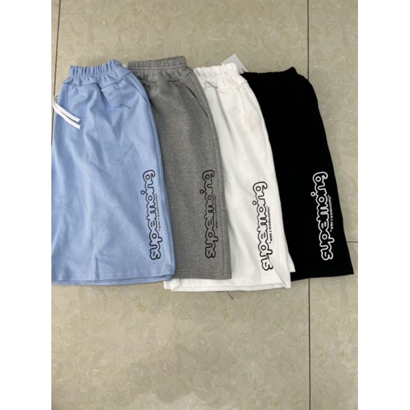 Quần Short Phối Chữ Supermoing Unisex [FREESHIP]Short Đùi from to rộng 4 màu  cạp chun kiểu dáng thể thao