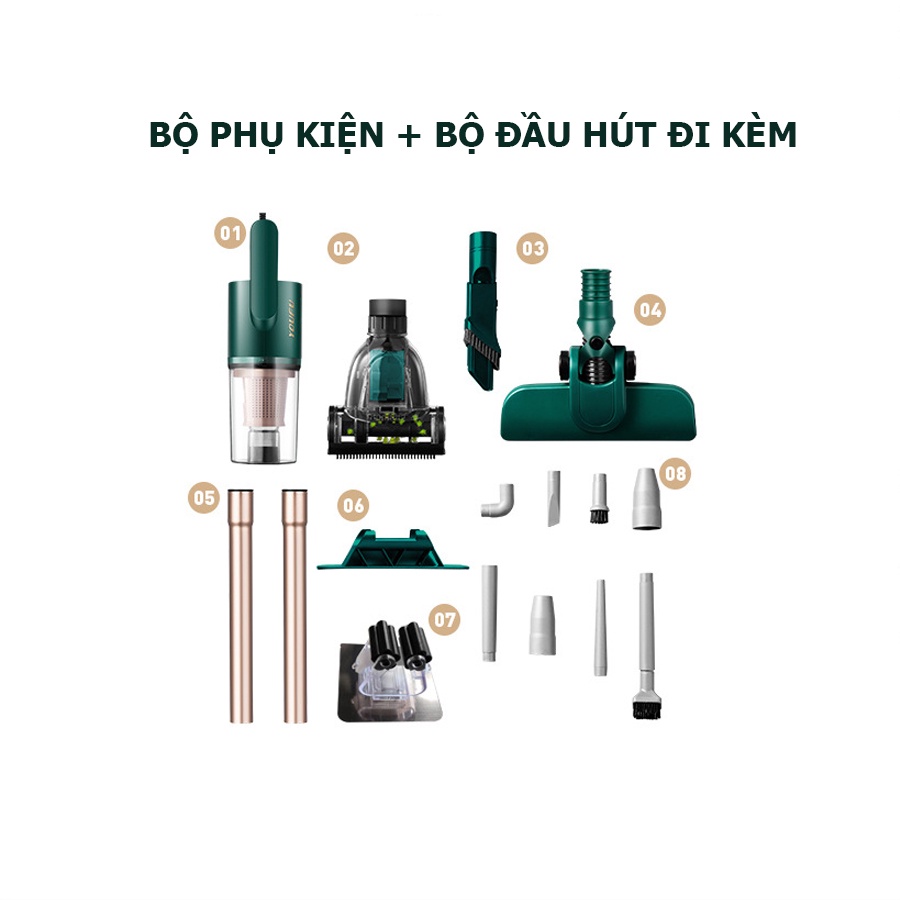 Máy hút bụi cầm tay Youfu UF-X1 máy hút bụi gia đình công suất lớn lực hút cực khỏe 16kPa, hút sàn, đệm, mọi ngóc ngách