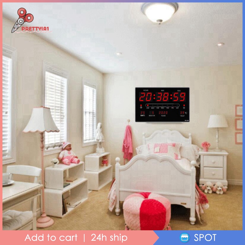 [Prettyia1] Đồng Hồ Điện Tử Màn Hình LED Hiển Thị Nhiệt Độ Và Độ Ẩm Không Khí Trong Nhà / Văn Phòng