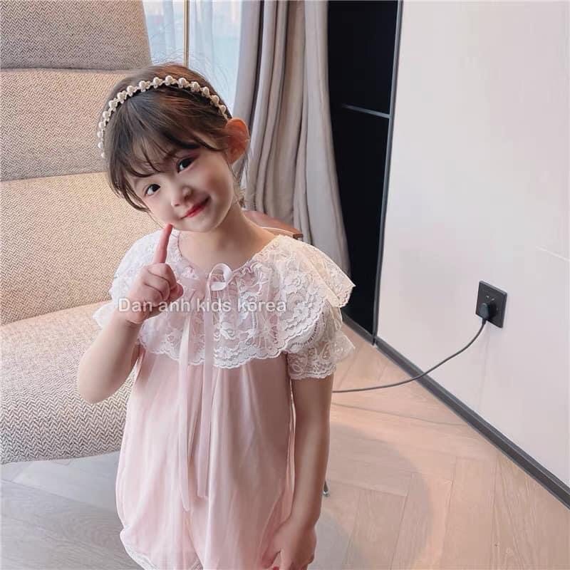 ĐẦM HỒNG PHỐI NƠ REN BABY CUTE
