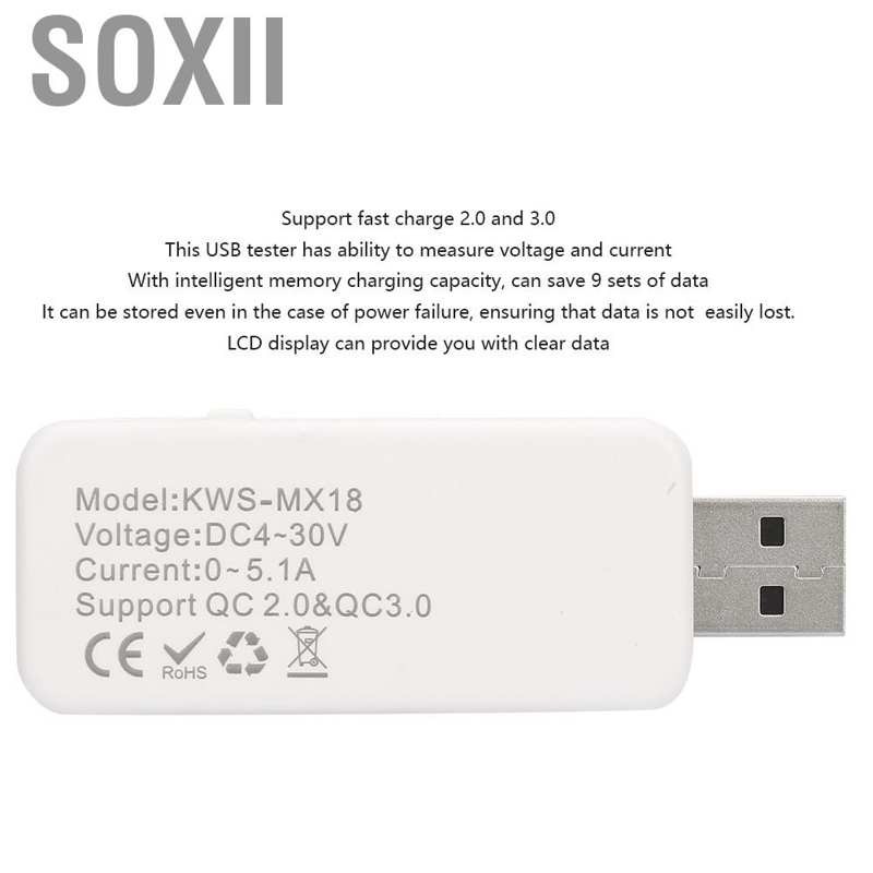 Thiết Bị Kiểm Tra Điện Áp / Bộ Sạc Usb Soxii Dc4-30V