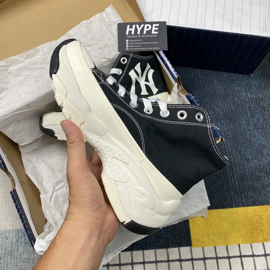 Giày sneaker MLB Chunky High Padding New York Yankees (MLB đen đế đen trắng) - HYPE Sneaker | Bản 1:1 chuẩn
