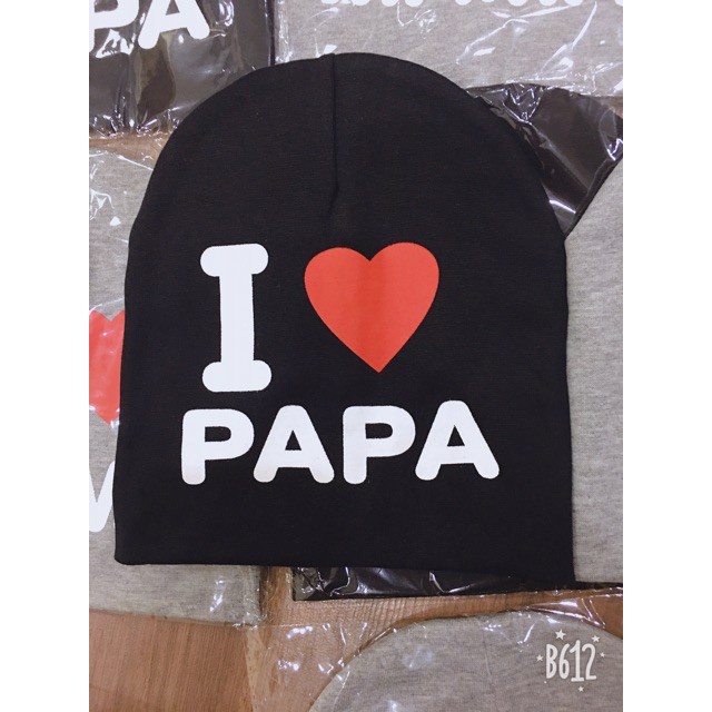 Mũ Vải Cotton I Love Papa, Mama (hàng loại 1)