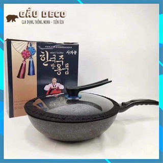 [FREESHIP]  CHẢO ĐÁ SÂU LÒNG HÀN QUỐC SIZE 32CM CÓ NẮP