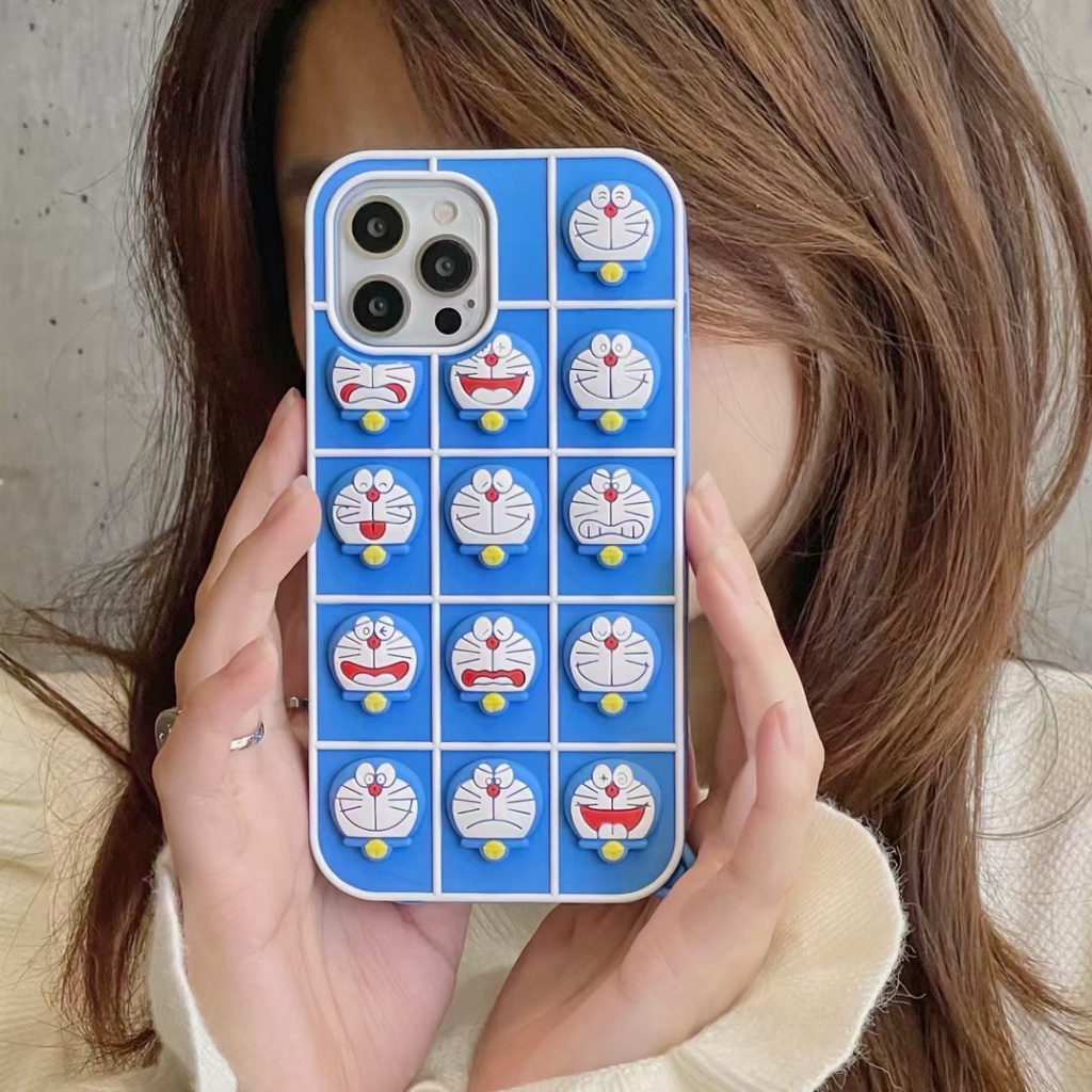 Ốp điện thoại silicone dẻo Doraemon 3D giảm căng thẳng cho IPHONE 12 PRO MAX 11 PRO MAX XS MAX XR X 7 8 PLUS 6 6S PLUS