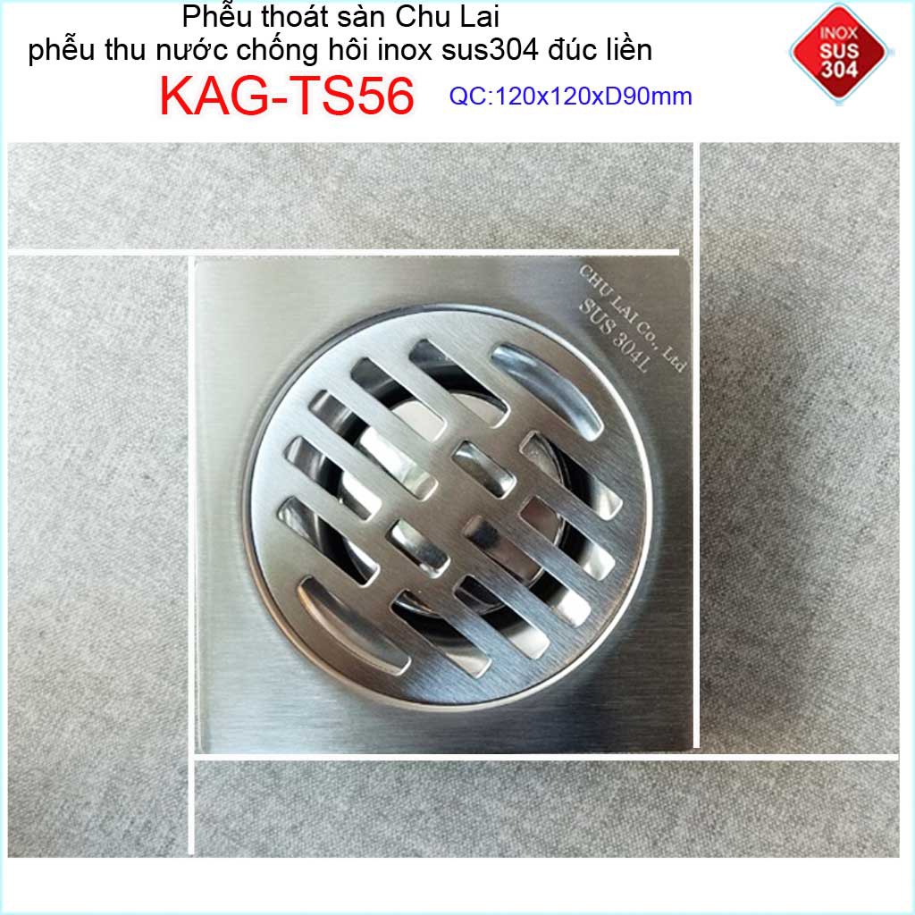 Hố ga thoát sàn Chu lai ống 9cm Inox 304, phễu thoát nước chống hôi 20x20cm-15x15cm-12x12cm-10x10cm ống D90mm