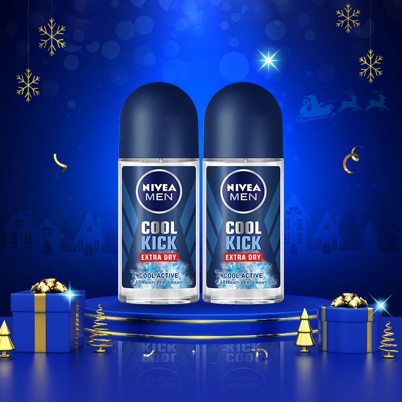 Combo 2 lăn ngăn mùi NIVEA MEN Cool Kick Mát Lạnh - Thơm năng động (50ml/chai) - 82886