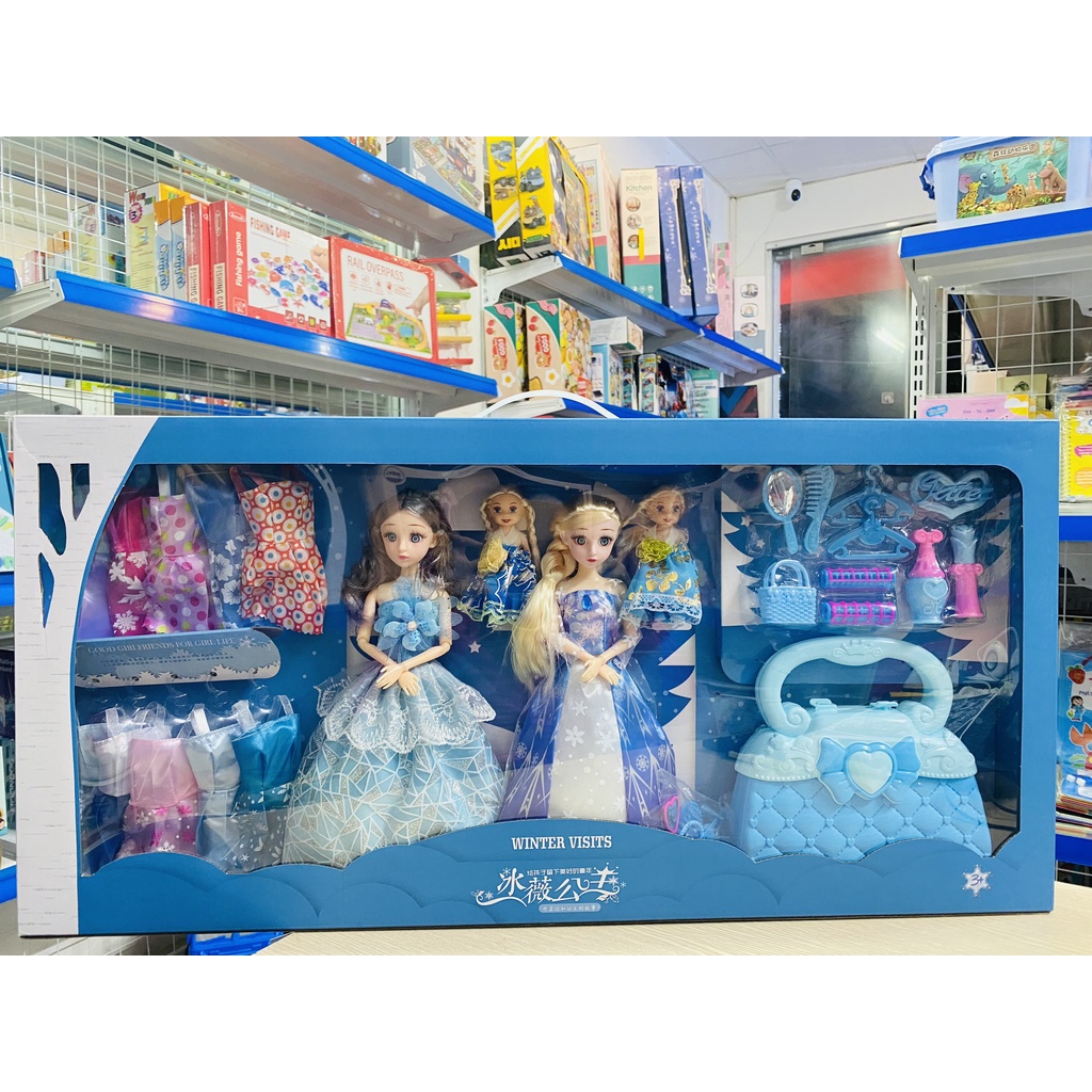 Búp bê Barbie cô gái công chúa băng Elsa 5D Nữ Hoàng Băng Giá Hàng Đẹp Cỡ To tóc mây tết tóc