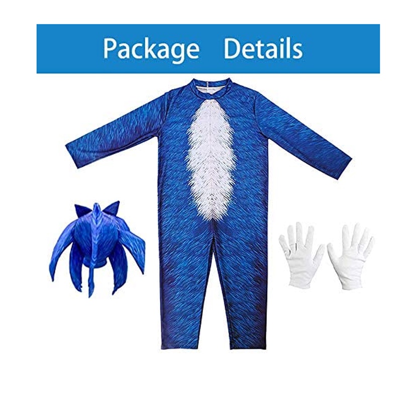 Newest Sonic Cosplay The Hedgehog Jumpsuit Child's Deluxe Costume Disfraz Costume Halloween gift
