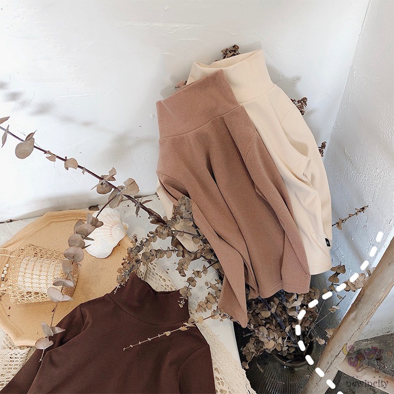 Áo Kiểu Hàn Quốc Cổ Cao Ấm Áp Thời Trang Mùa Đông Cho Bé Gái