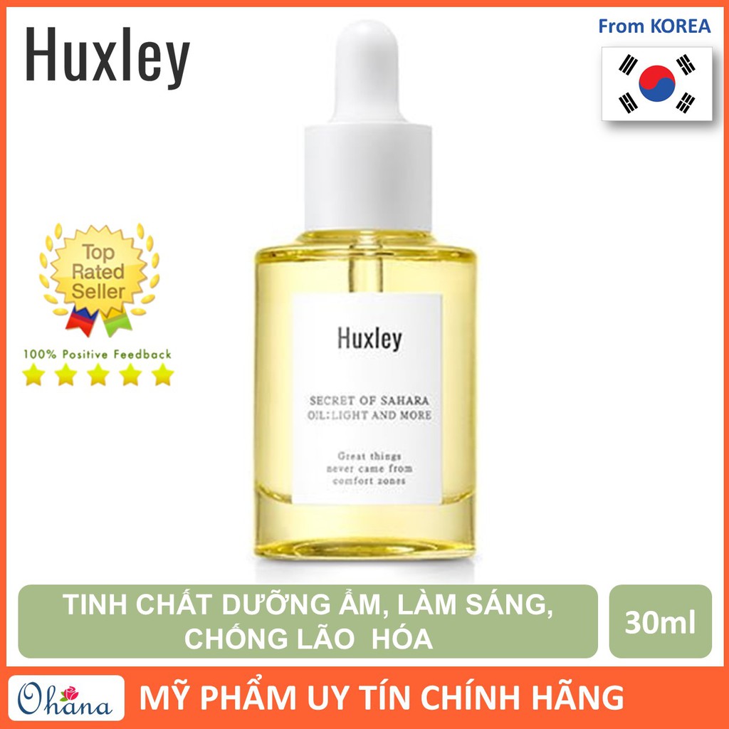 Tinh Chất Dưỡng Ẩm, Làm Sáng, Chống Lão Hóa Huxley Oil; Light And More 30ml