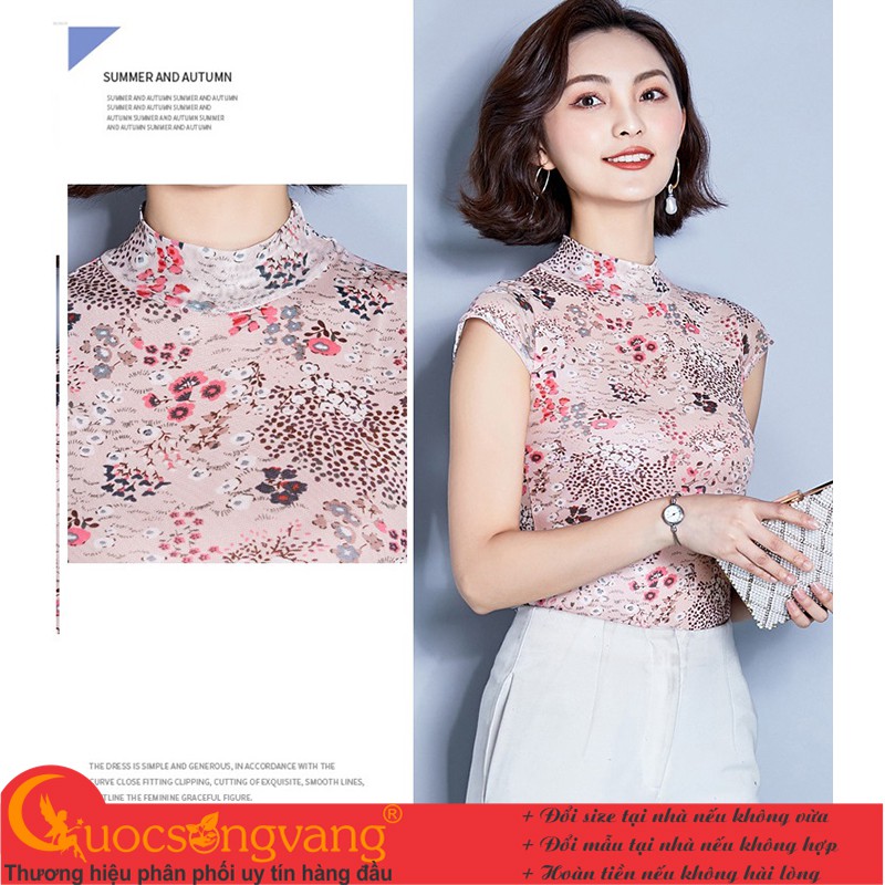 Áo thun lưới in hoa áo kiểu trong lót cotton GLA277 Cuocsongvang