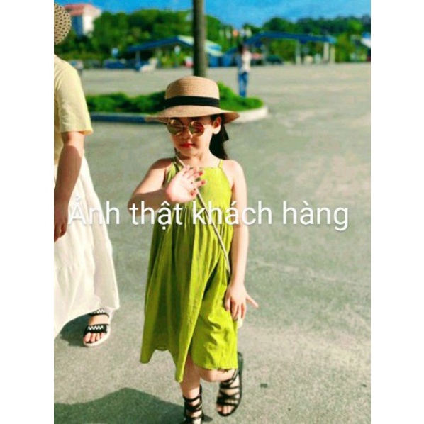 Váy 2 dây trẻ em mùa hè đi biển mẹ và bé màu xanh trắng từ 9kg đến 55kg size bự