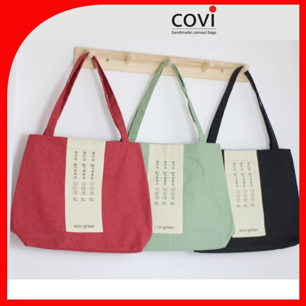 Túi Tote Vải Canvas Màu Đen, Xanh, Đỏ Thương Hiệu COVI