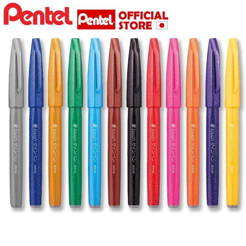 Bút Viết Thư Pháp Brush Sign Pen Pentel - SES15C - 12 Màu Cơ Bản