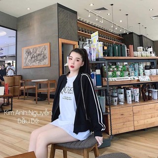 áo khoác bomber phối 2 sọc trắng