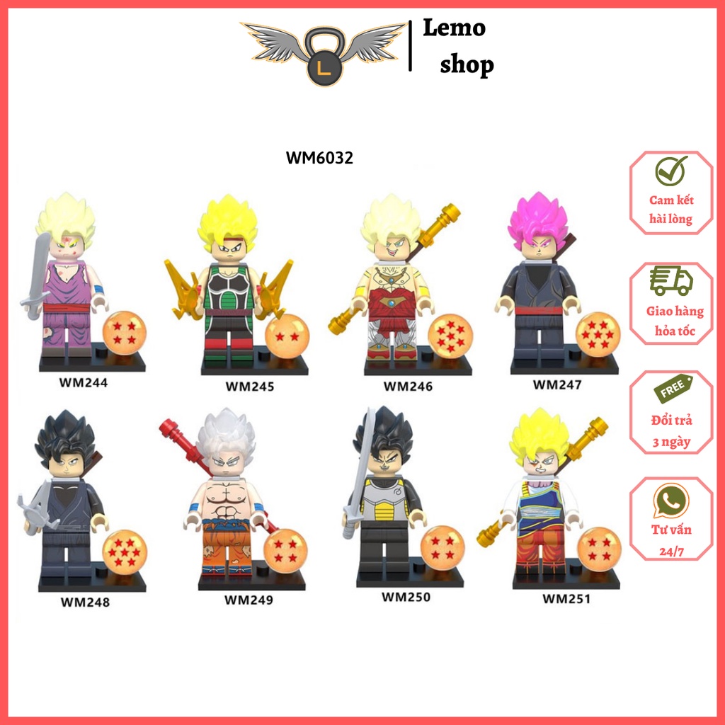 Đồ chơi xếp hình Minifigures nhân vật Dragon Ball : 7 viên ngọc rồng Lemoshop cao 4,5cm, đồ chơi trẻ em - WM 6032