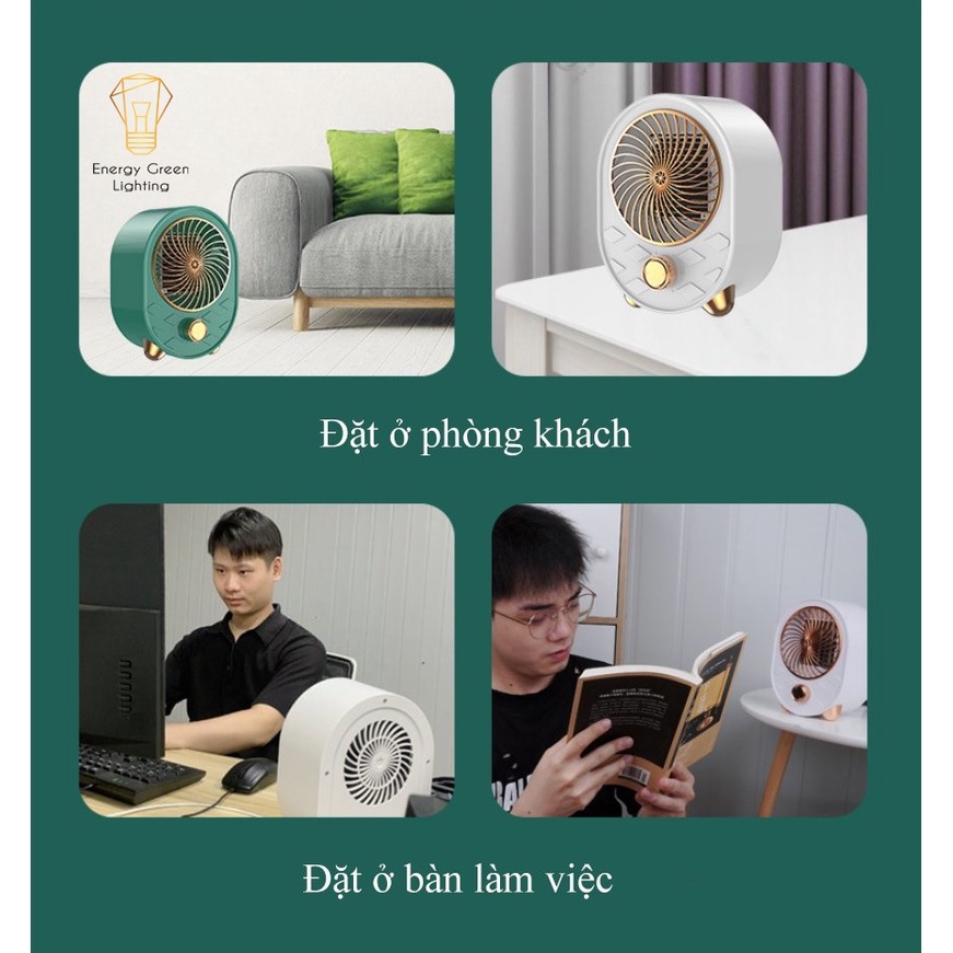 Máy Sưởi Để Bàn Energy Green Lighting MS-66991 - Công Nghệ Sưởi Gốm PTC - Làm Nóng Nhanh -Tích Hợp Tản Gió