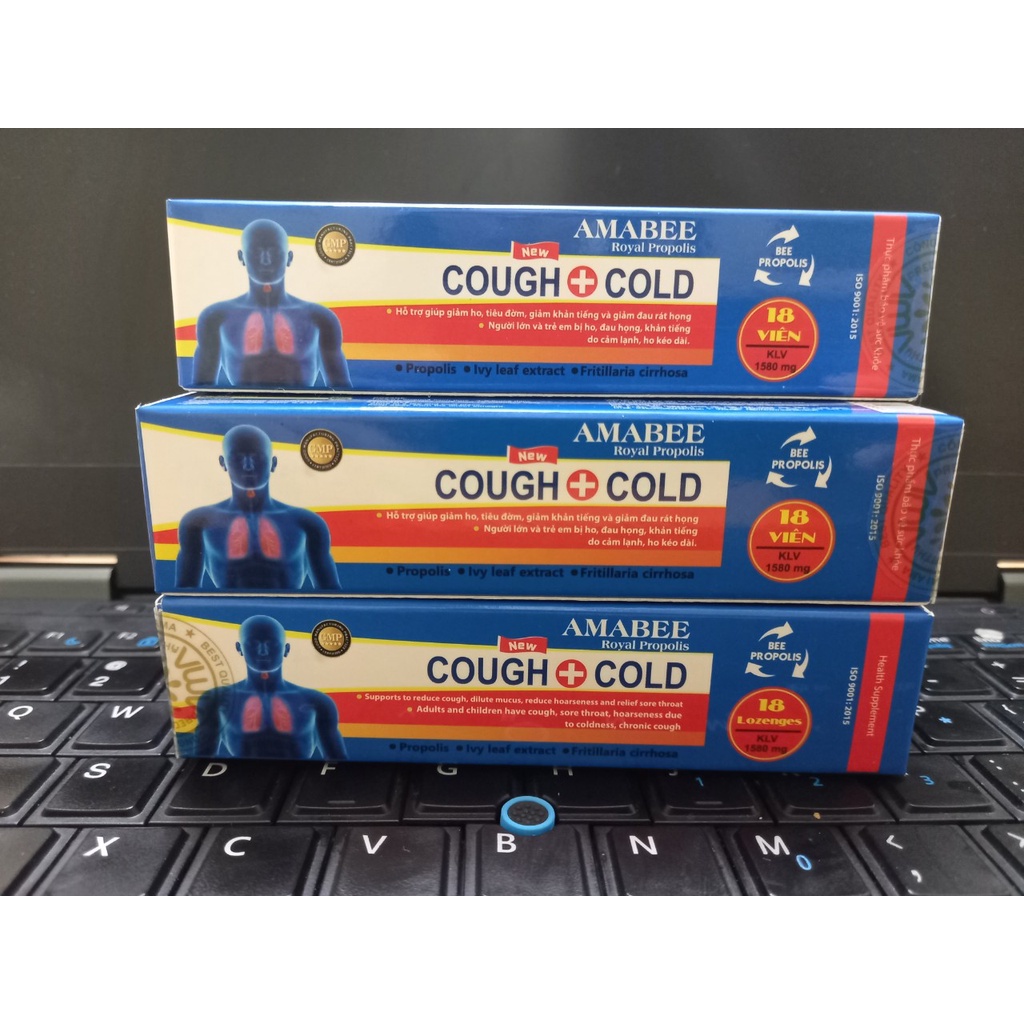Viên ngậm Keo Ong Amabee Royal Propolis Cough Cold - Hỗ trợ giúp giảm ho, ho có đờm, giảm khản tiếng .