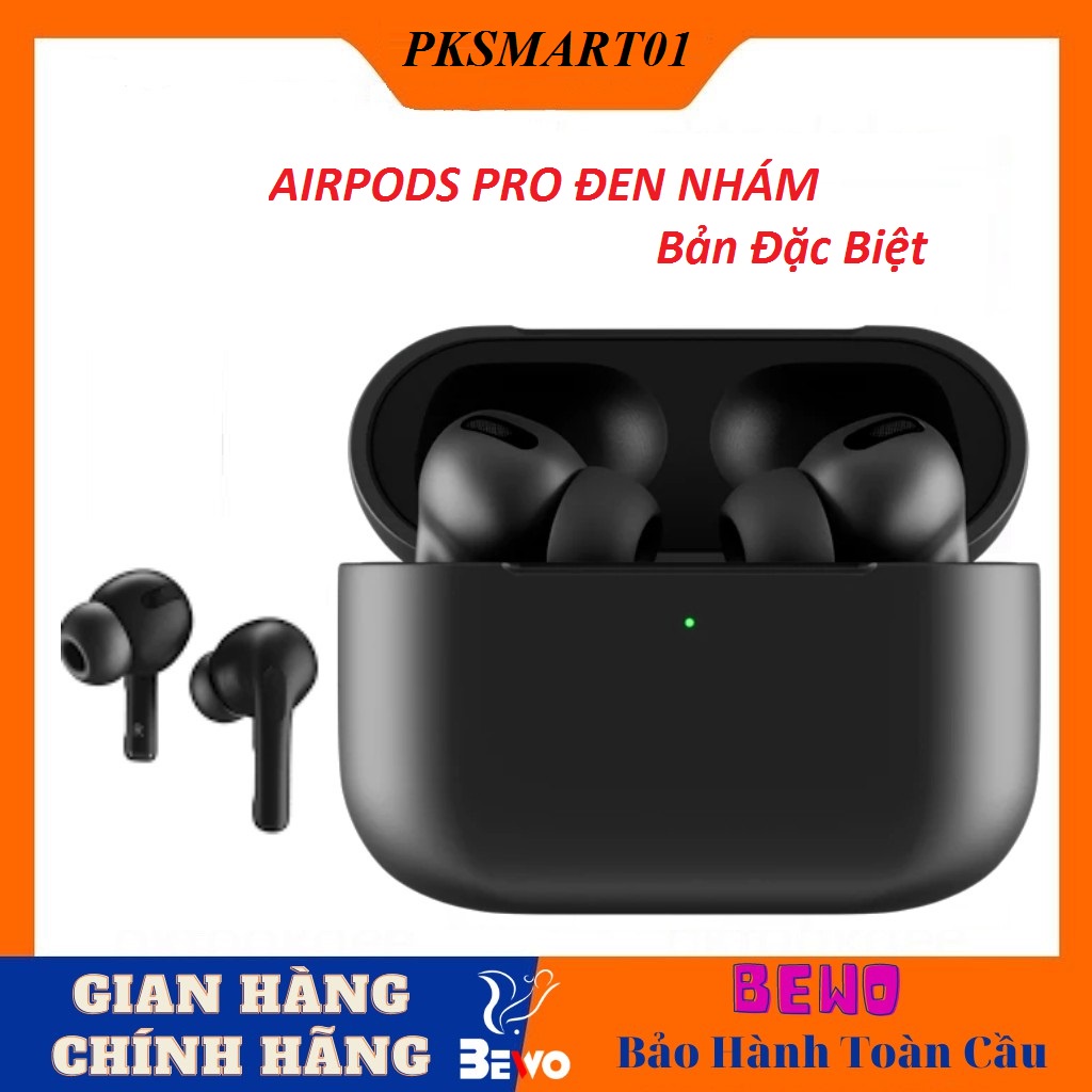 Tai nghe bletooth Blackpods Pro, Mầu đen nhám huyền bí, Có chống ồn,đổi tên, Định vị, Sạc không dây.