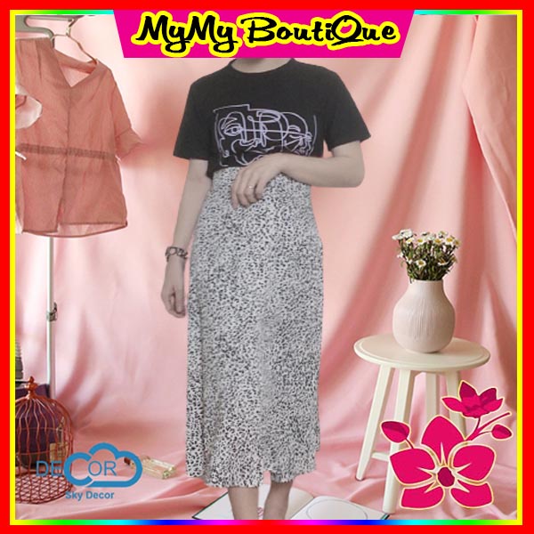 Set Chân Váy Midi Beo + Áo thun nữ Pull màu đen | BigBuy360 - bigbuy360.vn