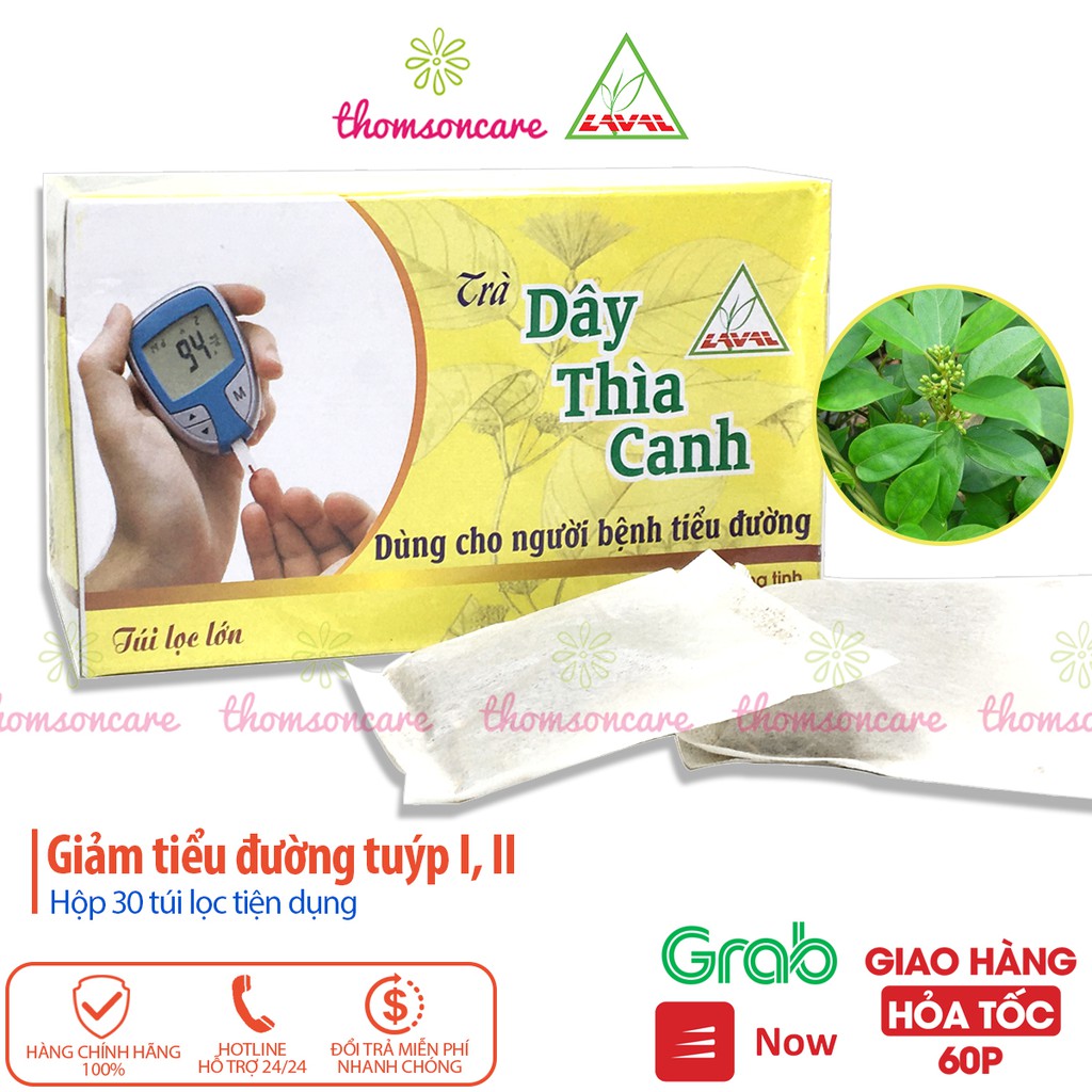 Trà Dây Thìa Canh Lava túi lọc - Dành cho người bệnh Tiểu Đường tuýp 1, 2, giảm đường huyết hộp 30 gói