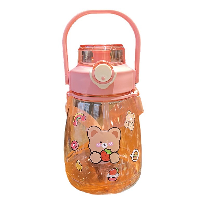 Bình Nước 1300ml Kèm Dây Đeo Và Sticker Đáng Yêu , Tiện Lợi