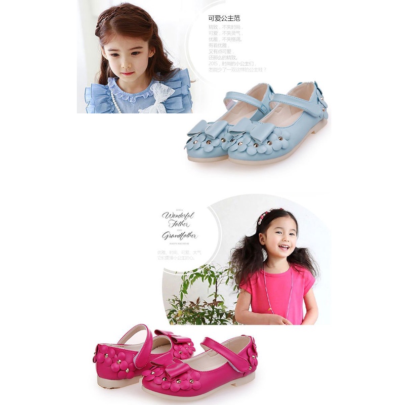 Kkx Giày Búp Bê Công Chúa Bằng Da Đính Nơ Cho Bé Gái