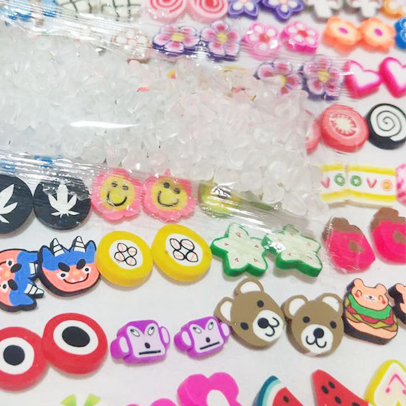 Bộ 100 Đôi Khuyên Tai Nhựa Mềm Cỡ Lớn Thiết Kế Xinh Xắn