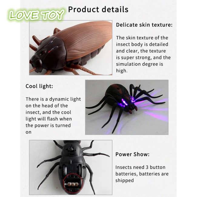 Nkodok Đồ Chơi Con Gián Điện Tử Điều Khiển Từ Xa Hồng Ngoại Mô Phỏng Gián Giả Trò Đùa Thú Vị