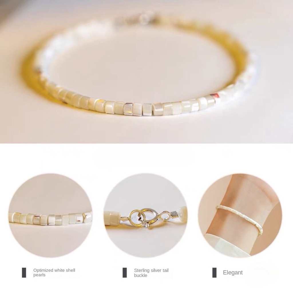 [Hàng Mới Về] Vòng Tay Chuỗi Hạt Vỏ Sò Trắng Phong Cách Retro