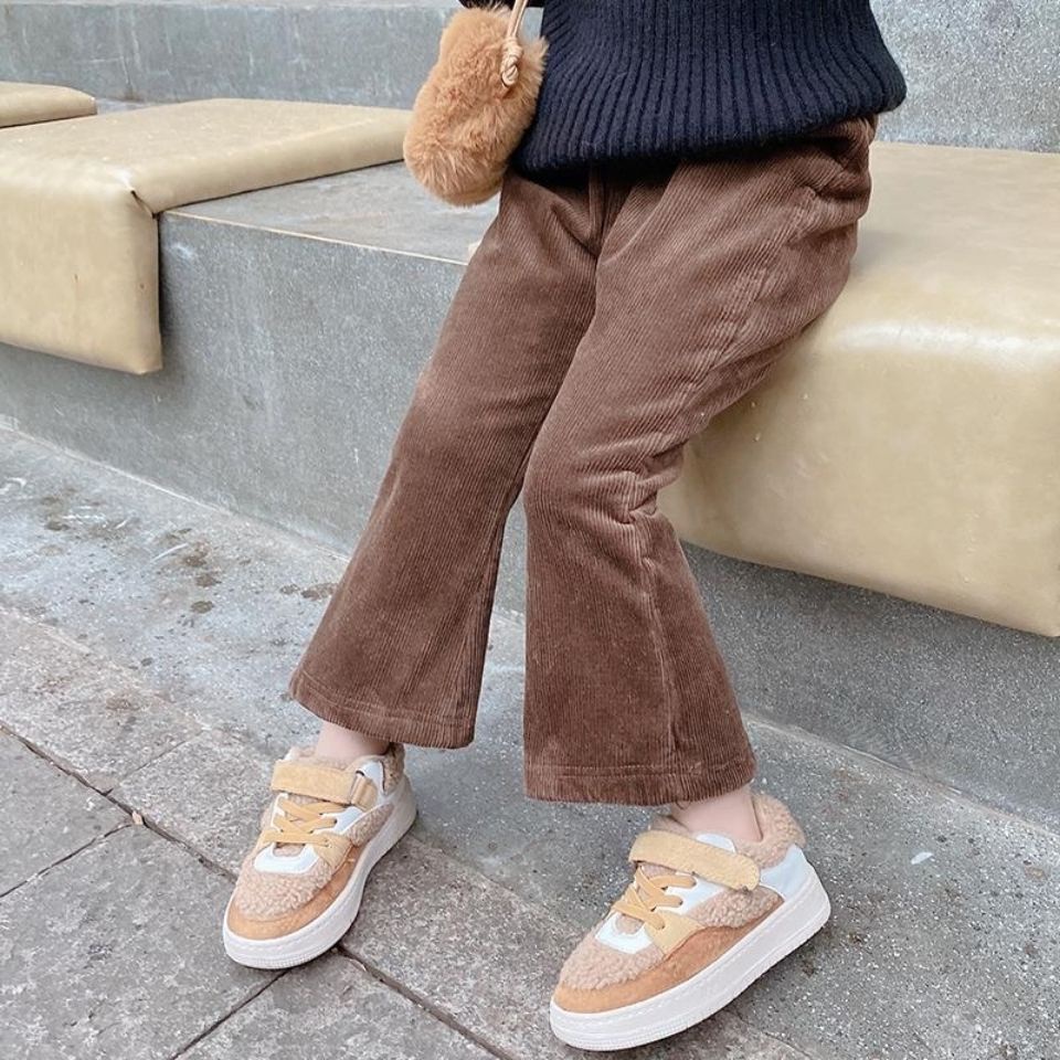 Quần dài ống loe lót nhung dày dặn giữ ấm thời trang thu đông cho bé gái