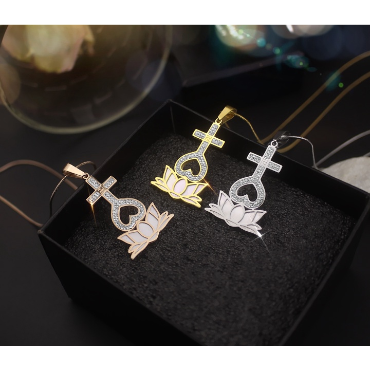 Dây chuyền Thiên Tâm cao cấp đế hoa sen đính full đá, cẩm xà cừ siêu đẹp, bền màu -Đem lại bình an may mắn cho người đeo