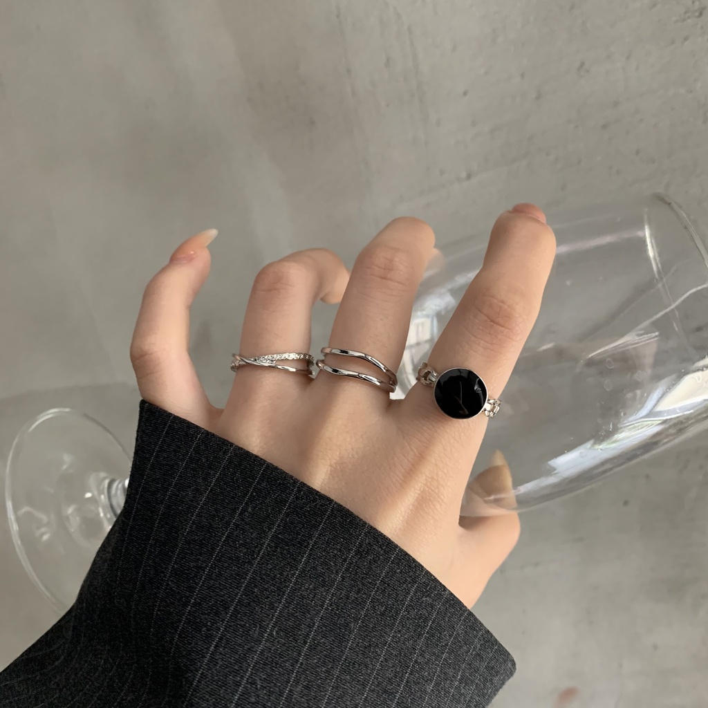 Bộ Nhẫn Đeo Ngón Tay Phong Cách retro Hàn Quốc Đơn Giản Sang Trọng Có Thể Điều Chỉnh