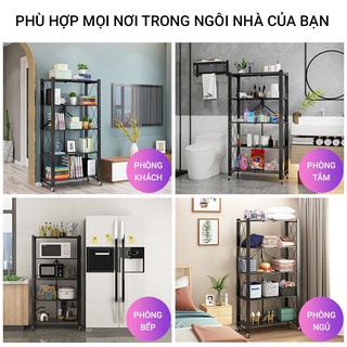 Kệ để đồ, kệ đa năng gấp gọn, giá để đồ tiện ích có bánh xe 3/4/5 tầng để cây cảnh, lò vi sóng, lò nướng, sách