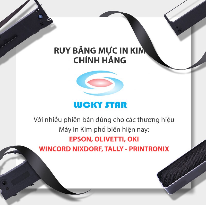 Ruy Băng Mực In Máy In Kim Olivetti PR2 Plus, Ribbon Catridge, Băng Mực Dài 14M, Thương Hiệu Lucky Star Chính Hãng