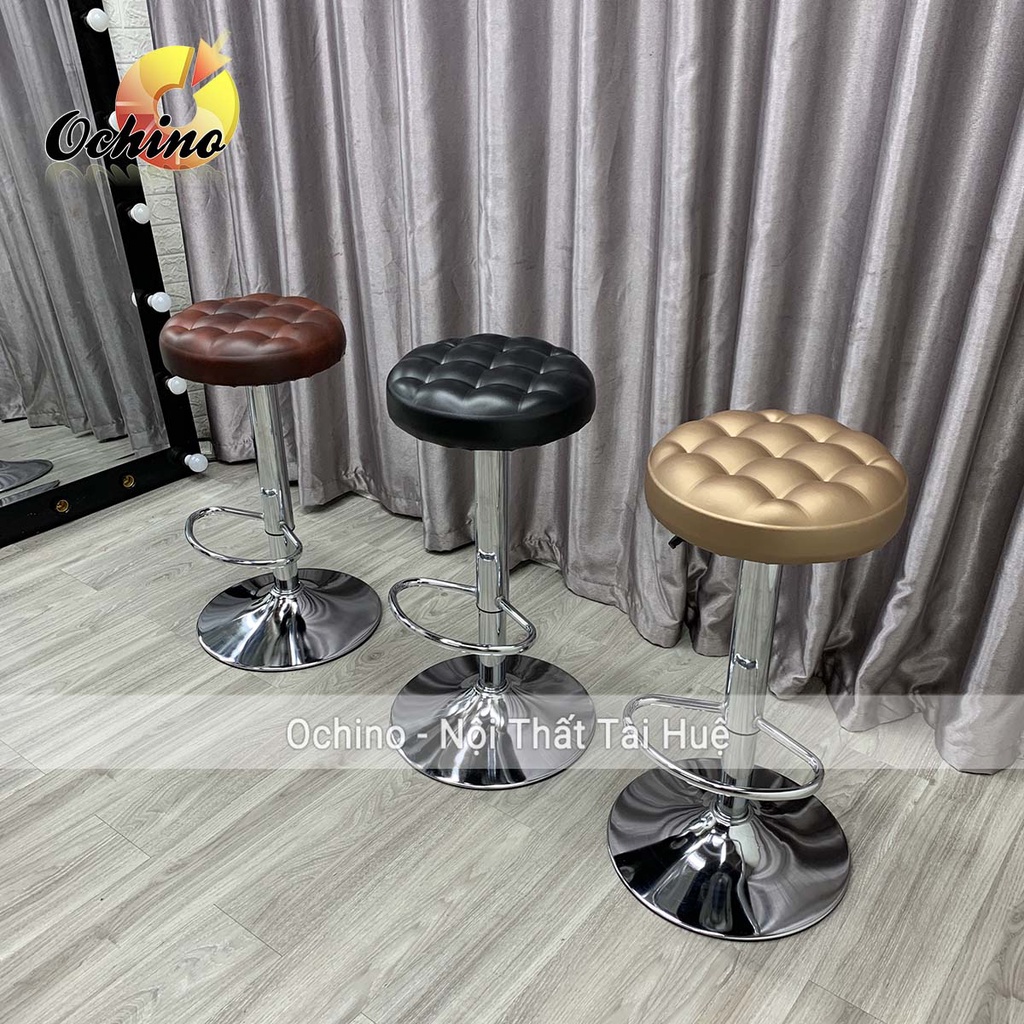 Ghế Makeup, Ghế Bar Mặt Tròn Múi Bằng Da Cao Cấp Điều chỉnh độ cao từ 60-80cm (Đủ Màu)