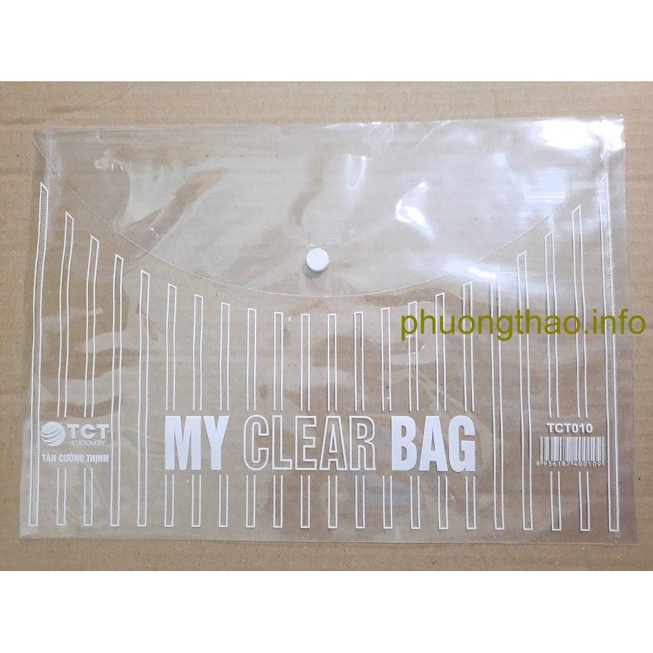 10 Túi My clear bag, túi khuy bấm đựng hồ sơ khổ A4 ( TCT010 )Loại dày đẹp.