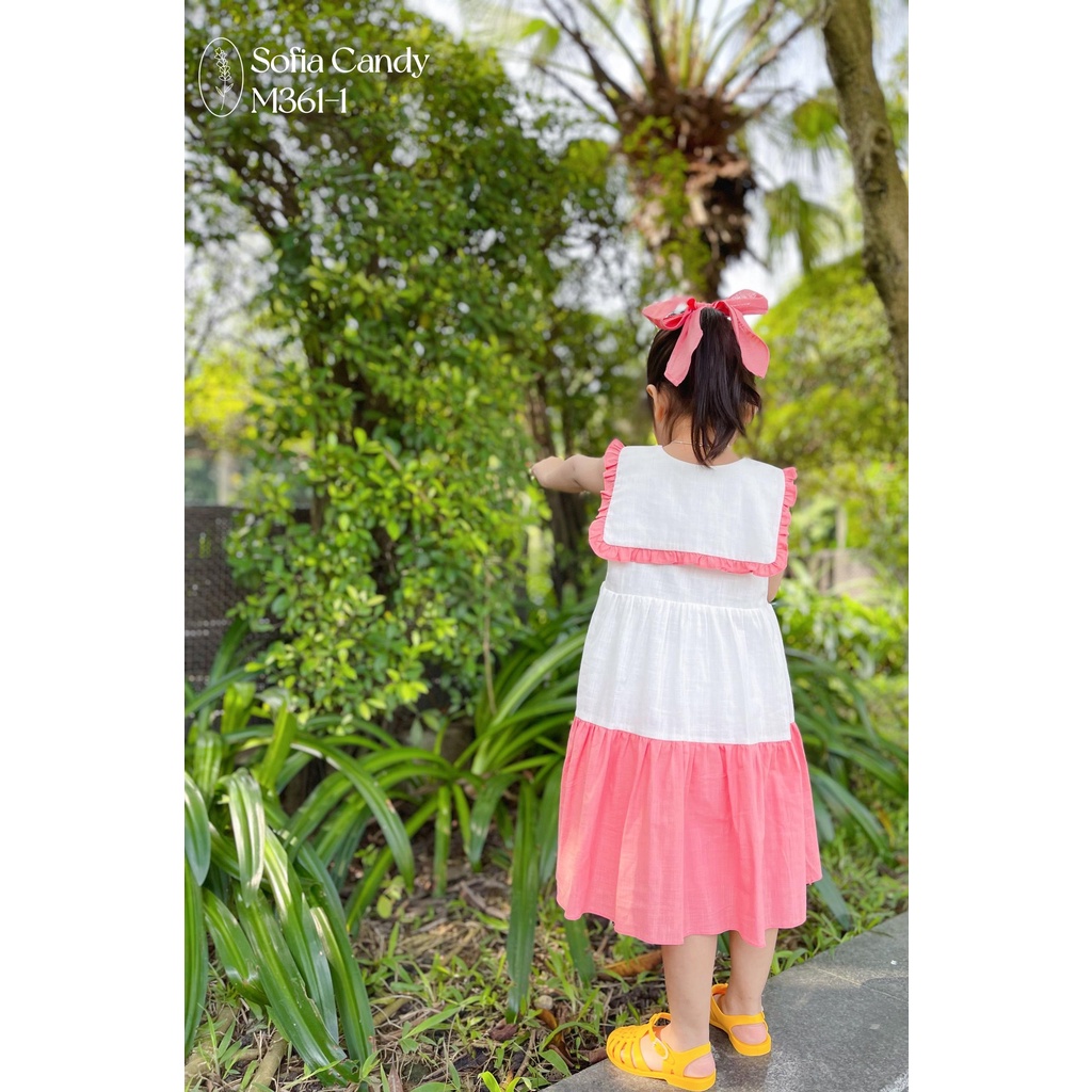 Váy hè 2 tầng Sofia cho bé gái size 1-10T (10-40kg) 2 màu cam, hồng xinh xắn