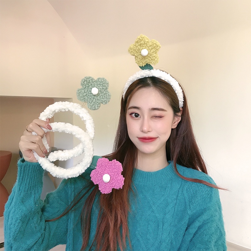 Cài tóc bằng vải lông chống trượt đính hoa đáng yêu phong cách thời trang mùa hè Hàn Quốc dành cho nữ