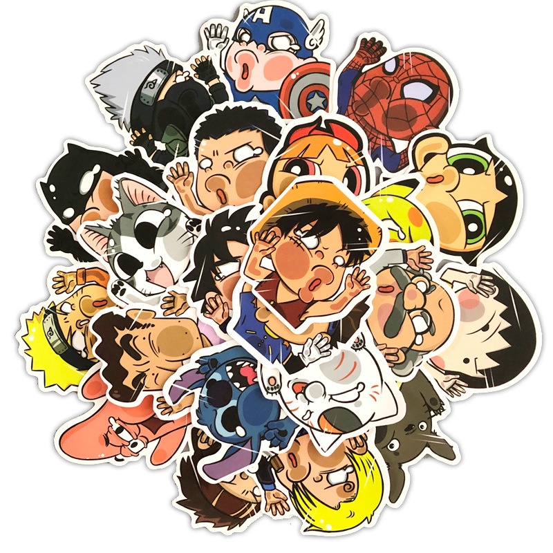 50/25/10 Nhãn Dán Nhân Vật Anime Mặt Kính Vui Nhộn Cho Laptop Vali Laptop
