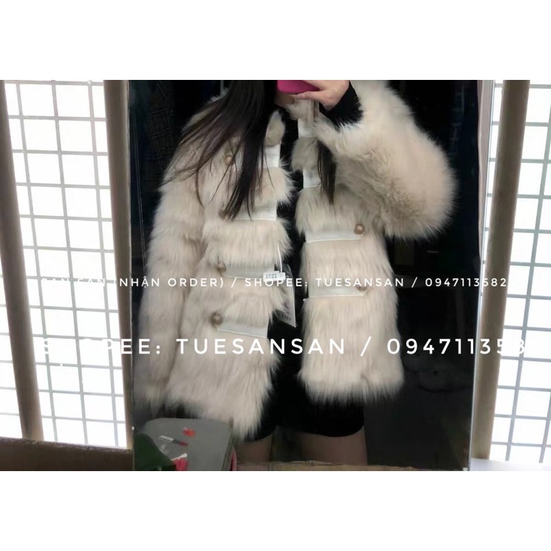 𝐎𝐑𝐃𝐄𝐑. Áo Khoác Lông Khóa Cài Quý Tộc
